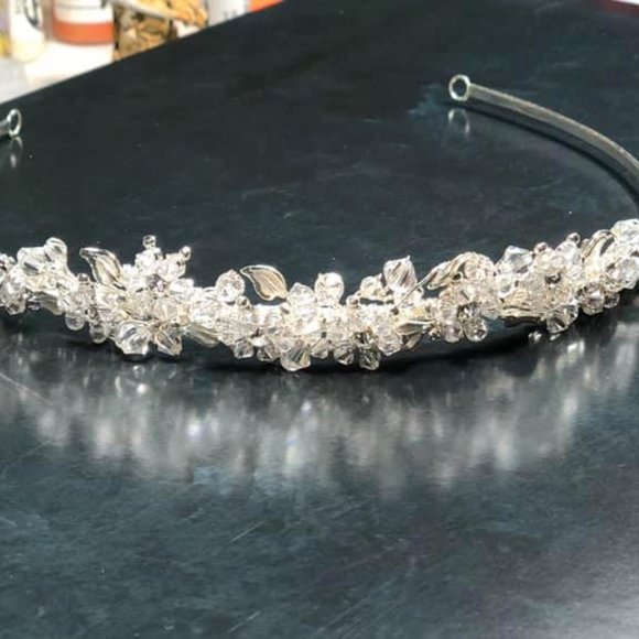 Crystal Flower Headband with leaves